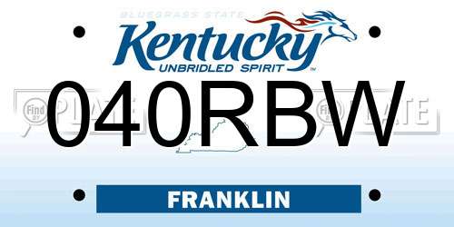 040RBW Kentucky License Plate