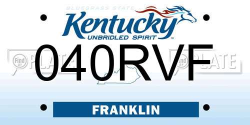 040RVF Kentucky License Plate