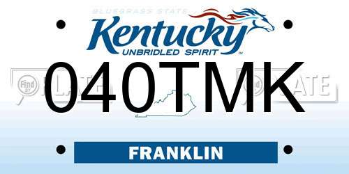 040TMK Kentucky License Plate