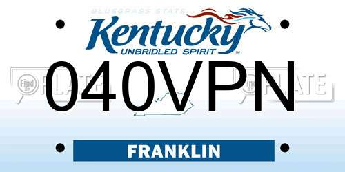 040VPN Kentucky License Plate