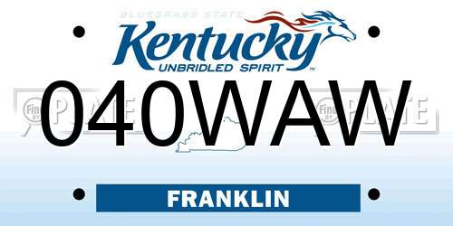040WAW Kentucky License Plate