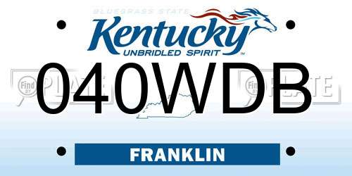 040WDB Kentucky License Plate