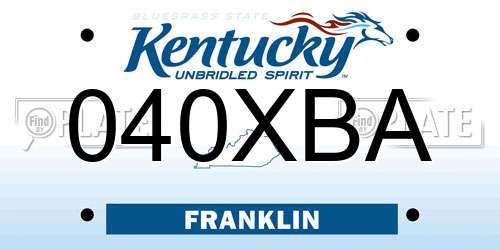 040XBA Kentucky License Plate
