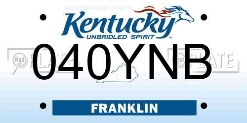 040YNB Kentucky License Plate