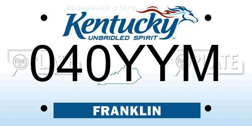 040YYM Kentucky License Plate