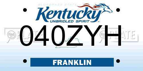 040ZYH Kentucky License Plate
