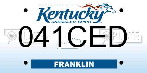 041CED Kentucky License Plate