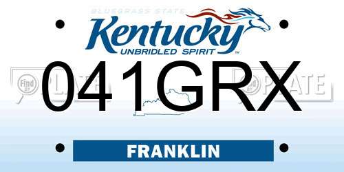 041GRX Kentucky License Plate