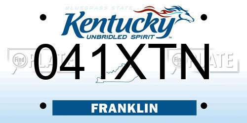 041XTN Kentucky License Plate