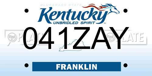 041ZAY Kentucky License Plate