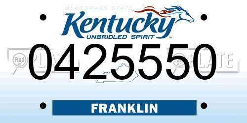 0425550 Kentucky License Plate