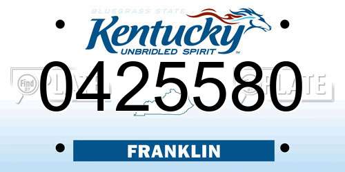 0425580 Kentucky License Plate