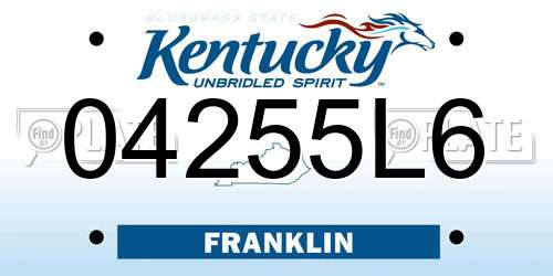 04255L6 Kentucky License Plate