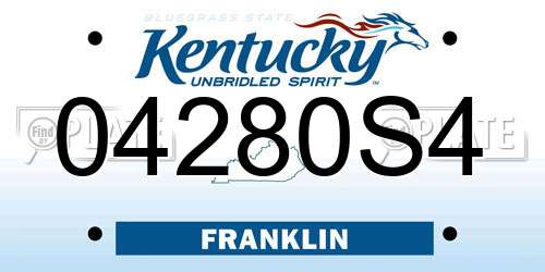 04280S4 Kentucky License Plate
