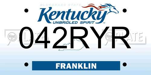 042RYR Kentucky License Plate