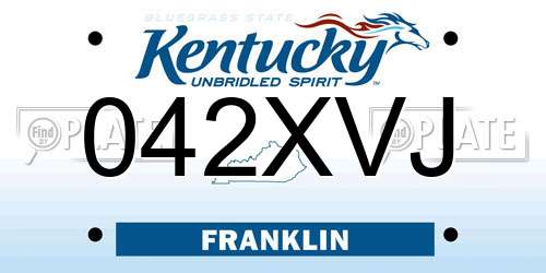042XVJ Kentucky License Plate