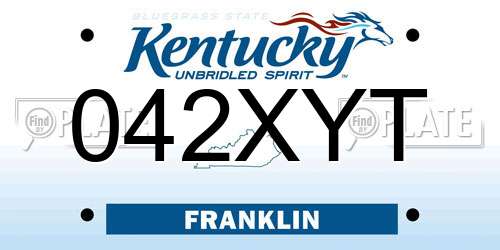 042XYT Kentucky License Plate