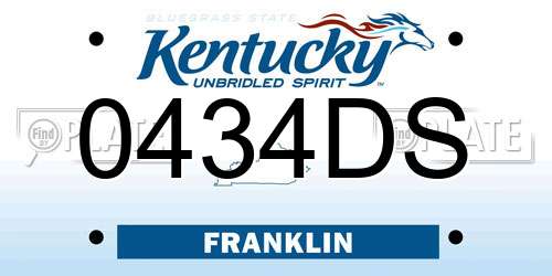 0434DS Kentucky License Plate