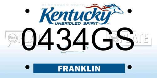 0434GS Kentucky License Plate