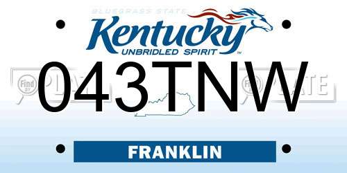 043TNW Kentucky License Plate