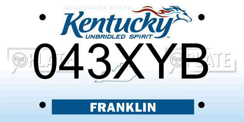 043XYB Kentucky License Plate