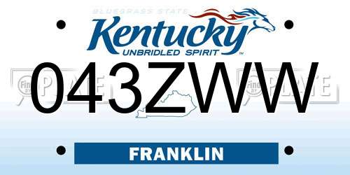 043ZWW Kentucky License Plate