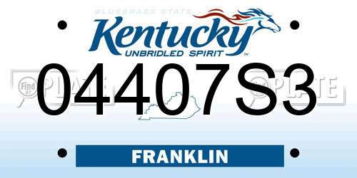 04407S3 Kentucky License Plate
