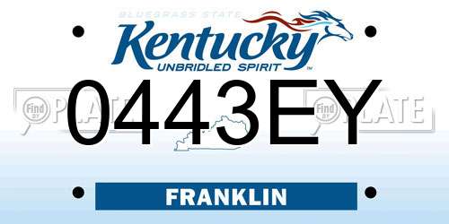 0443EY Kentucky License Plate