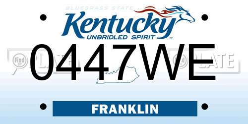 0447WE Kentucky License Plate