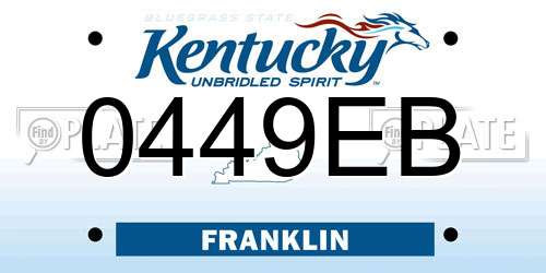 0449EB Kentucky License Plate