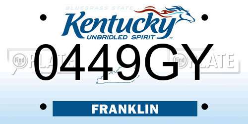 0449GY Kentucky License Plate