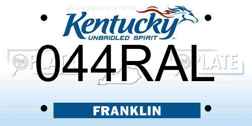 044RAL Kentucky License Plate