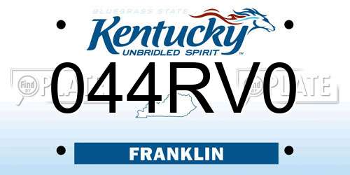 044RV0 Kentucky License Plate