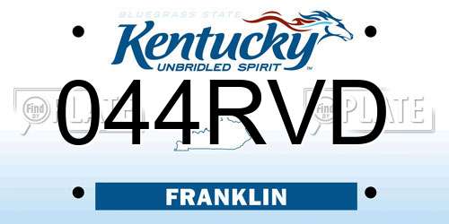 044RVD Kentucky License Plate