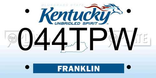 044TPW Kentucky License Plate