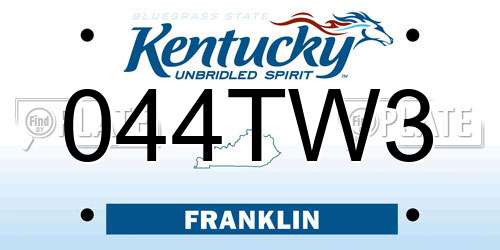 044TW3 Kentucky License Plate