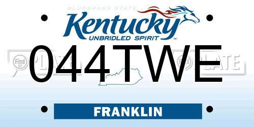 044TWE Kentucky License Plate