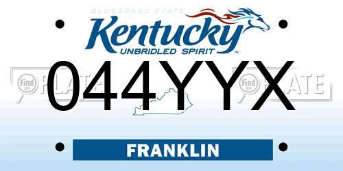 044YYX Kentucky License Plate