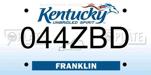 044ZBD Kentucky License Plate