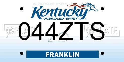 044ZTS Kentucky License Plate
