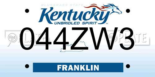 044ZW3 Kentucky License Plate
