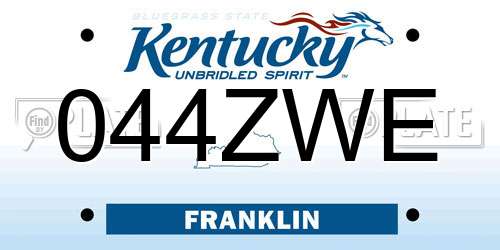 044ZWE Kentucky License Plate