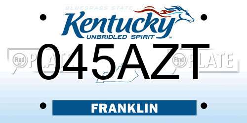 045AZT Kentucky License Plate