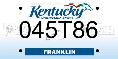 045T86 Kentucky License Plate