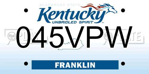 045VPW Kentucky License Plate