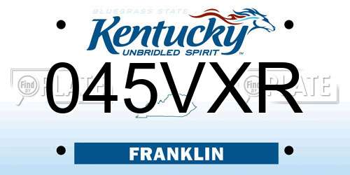 045VXR Kentucky License Plate