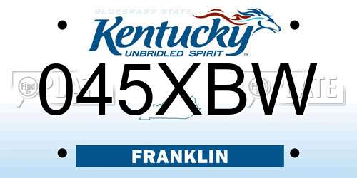 045XBW Kentucky License Plate