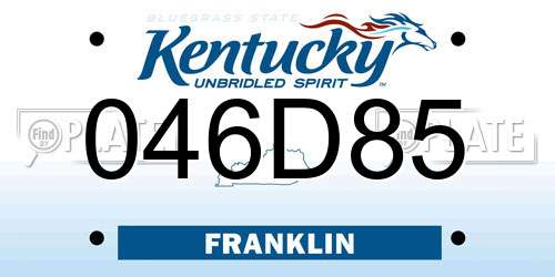 046D85 Kentucky License Plate