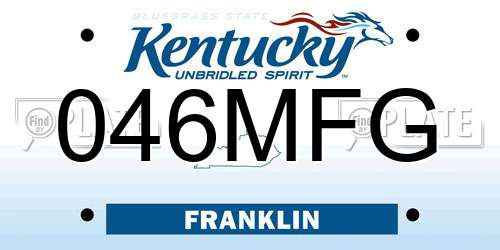046MFG Kentucky License Plate