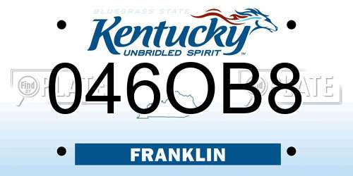 046OB8 Kentucky License Plate